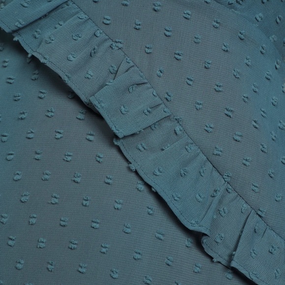 Lulu's Next to You Slate Blue Swiss Dot Ruffled Midi Dress - Picture 5 of 6